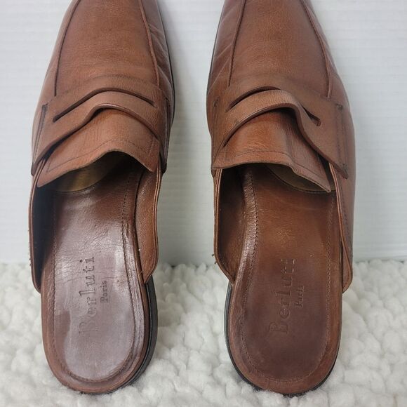 Berluti Lorenzo Mens Slip On Mule Size 9 Calf Brown Leather Backless Shoes main image 7